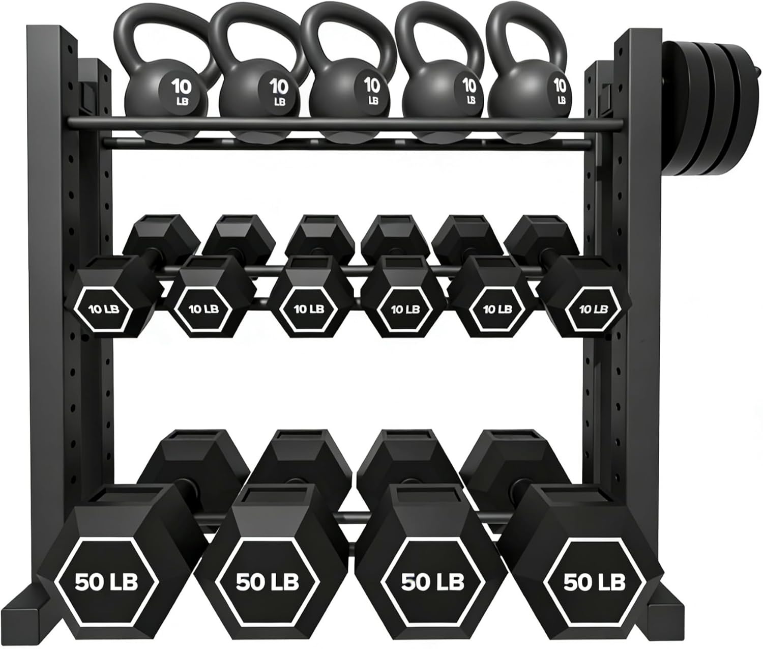 Home Gym Gym - Стеллаж для гантелей 3-уровневый, стальной, серебристый,